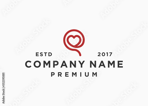 letter q heart logo design vector illustration template