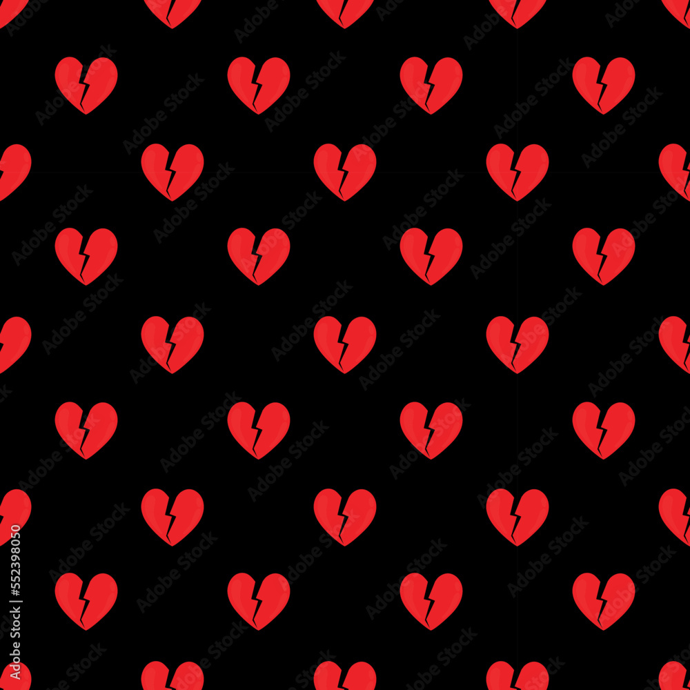Pattern with a broken heart. Vector pattern with heart. Valentine's day background.