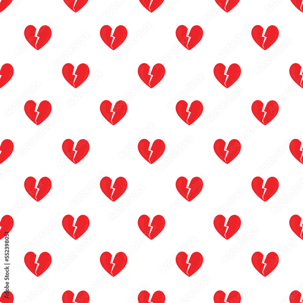 Pattern with a broken heart. Vector pattern with heart. Valentine's day background.