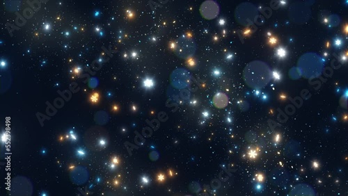 Animated Abstract Background With Colorful And Shiny Shimmering Particles of Stars and Snowflakes. Seamless Loop-able Animation.