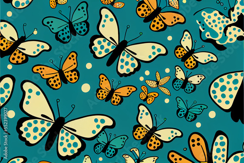 Cartoon butterfly pattern for kids fabric generative art