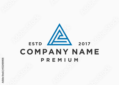letter ps triangle logo design vector illustration template