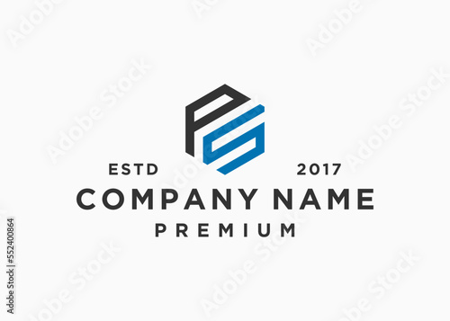 initial letter ps hexagon logo design vector illustration template