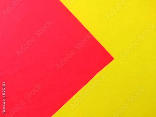 Red and yellow paper, Modern flat lay background with color paper sheets. 