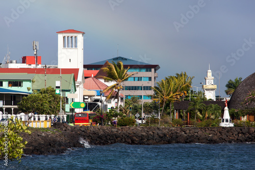 Apia Downtown Skyline With A Clock Tower photo