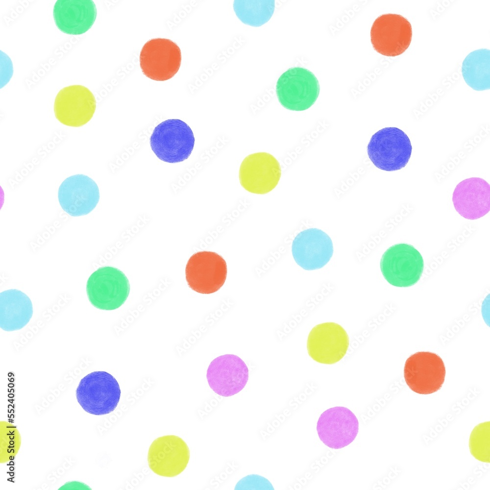 Rainbow seamless dots watercolored pattern 