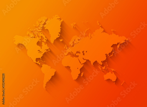 Fototapeta Naklejka Na Ścianę i Meble -  World map illustration on orange background