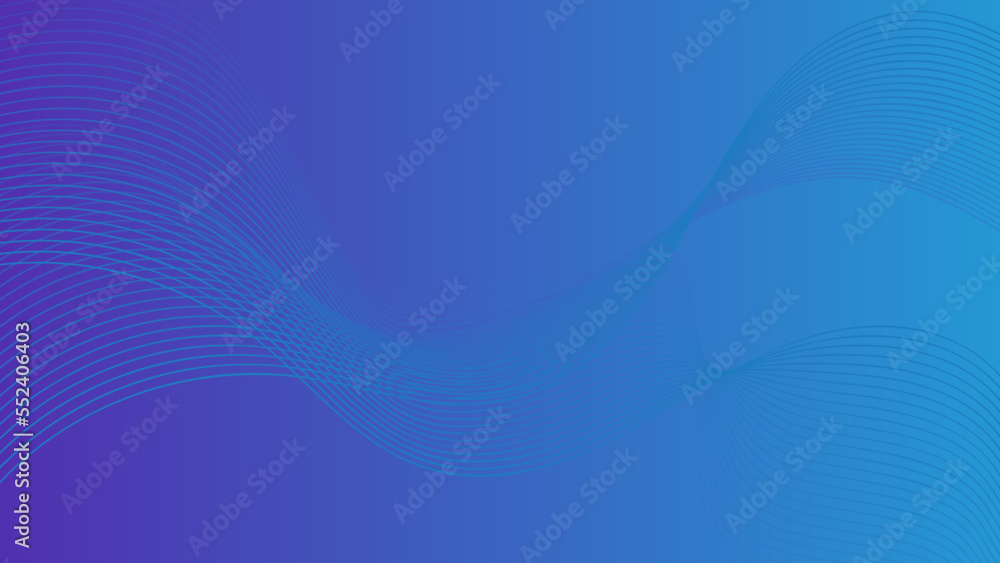 Modern abstract blue background with wave line and memphis style