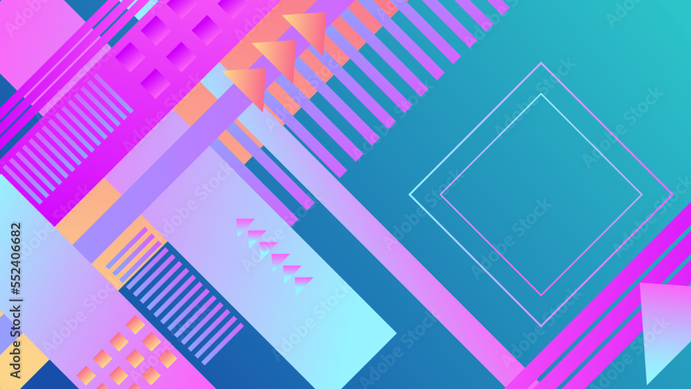 Abstract neon gradient memphis geometric background with retro cyber punk 70s 80s 90s old cyberpunk style Abstract neon gradient memphis geometric background with retro cyber punk 70s 80s 90s old cyberpunk style