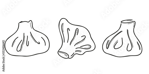 Set Khinkali doodle style, hand drawn. Vector illustration