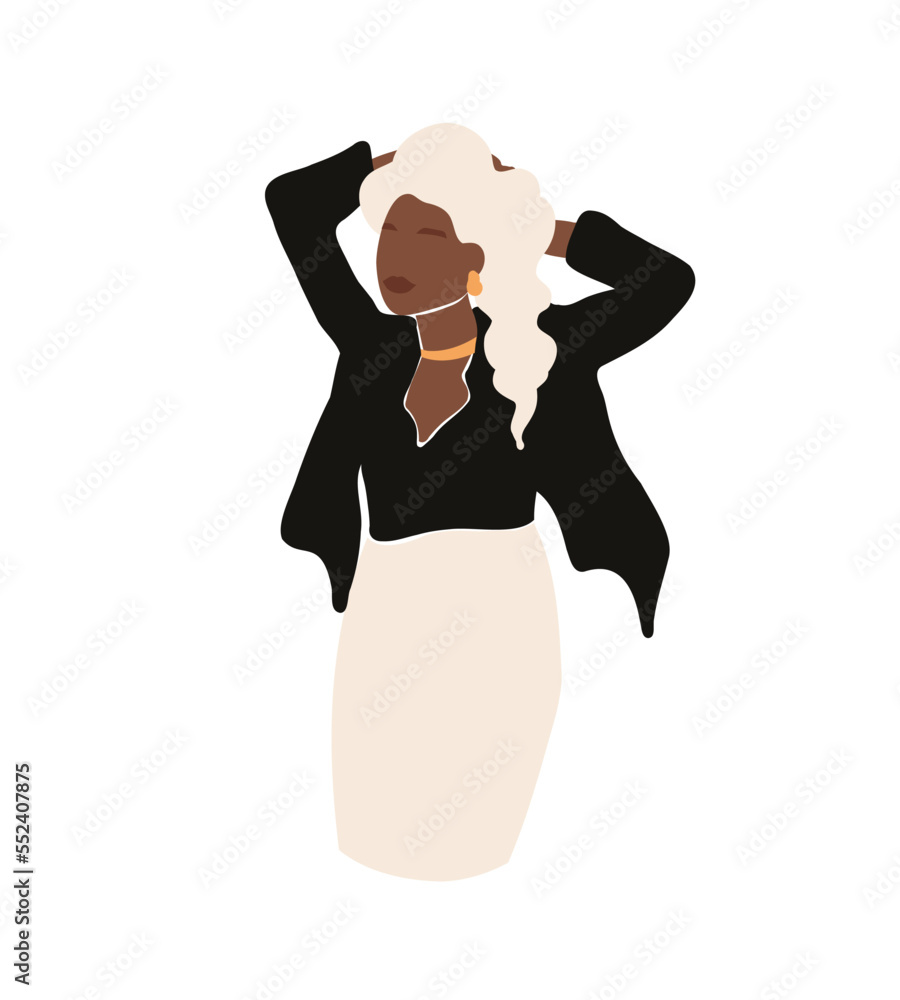 Abstract fashion Black woman with white hair. Poster collection. Abstract fashion Black woman with white hair. Poster collection.