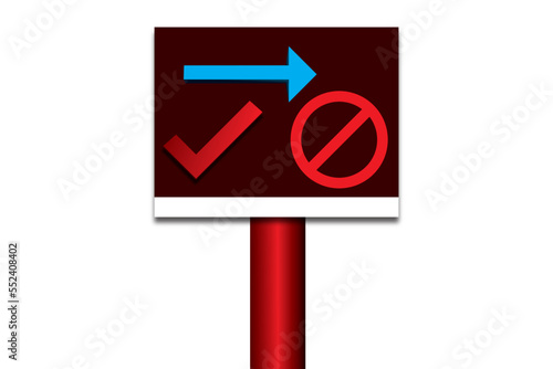 no parking sign, no entry sign, right arrow sign, blank billboard vector, ok sign vector illustration