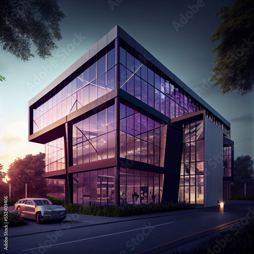 Architectural rendering of office building