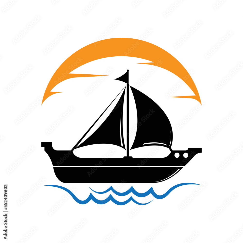 sailboat logo vector illustration design template