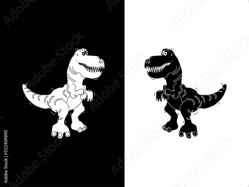 cute monochrome dinosaur illustration for kids high contrast card