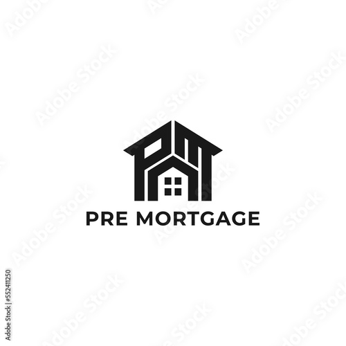 Abstract initial letter PM or MP logo in black color isolated in white background applied for mortgage company logo also suitable for the brands or companies have initial name MP or PM.