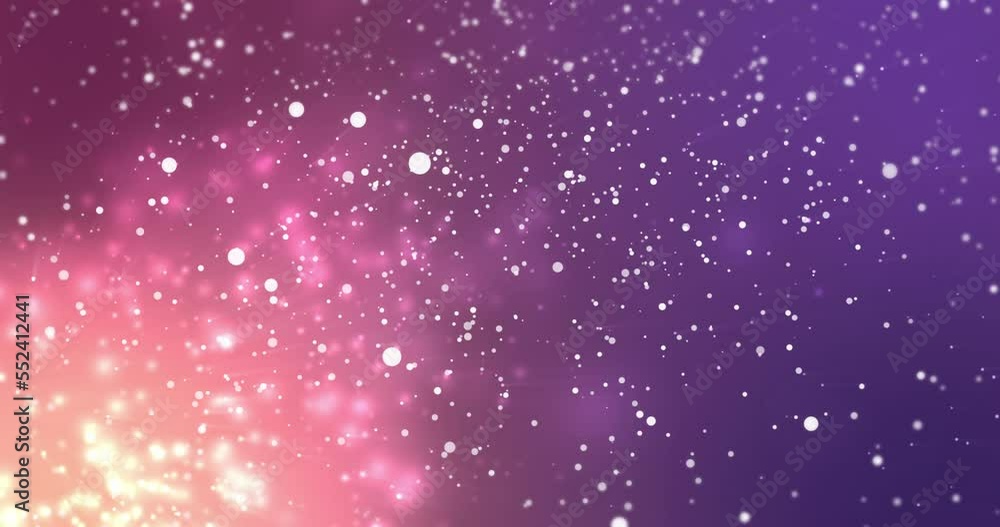 Animation of lights and snow falling on violet background Animation of lights and snow falling on violet background