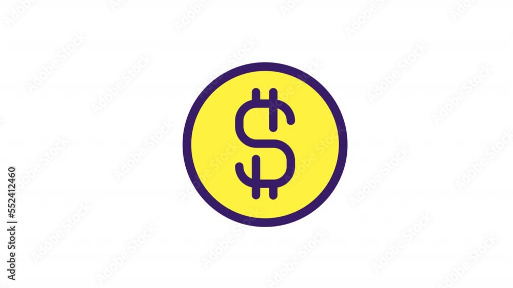 Animated dollar coin color ui icon. Payment and purchase. Banking and finance. Seamless loop HD video with alpha channel on transparent background. Simple filled line RGB pictogram animation Animated dollar coin color ui icon. Payment and purchase. Banking and finance. Seamless loop HD video with alpha channel on transparent background. Simple filled line RGB pictogram animation