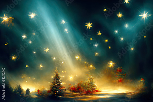 Christmas´Eve, the first of the 12 Christmas nights, Christ is being born, God´s love in this peacefull night, greetings, season, religion, illustration, digital © Caphira Lescante