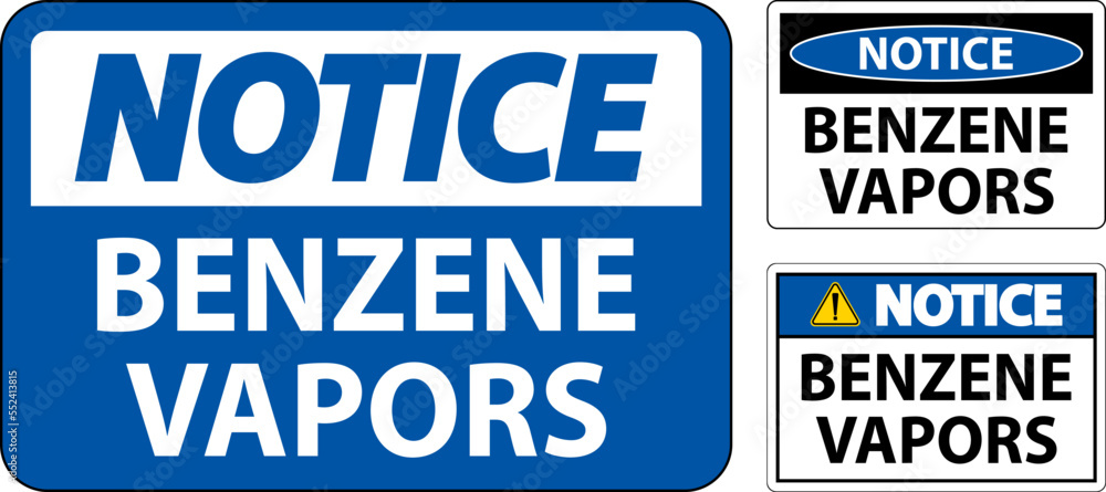 Notice Benzene Vapors Sign On White Background