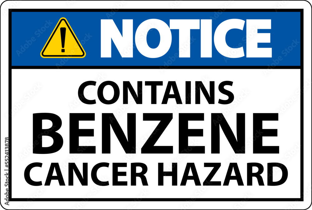 Notice Contains Benzene Sign On White Background