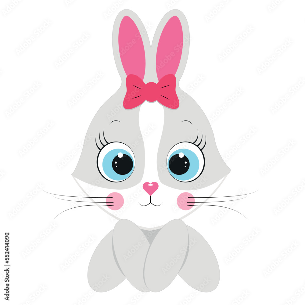 Cute cartoon bunny with a pink bow. Cute cartoon bunny with a pink bow.