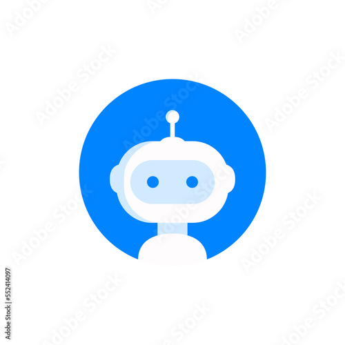 Robot icon. Bot sign design. Chatbot symbol concept. Voice support service bot. Online support bot. Modern flat style cartoon character illustration. Isolated on white background