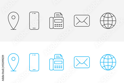 Contact information simple thin line icons. Quality symbols and sign web collection, business card icons. Vector outline elements