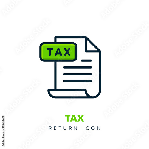 Tax return icon. Income Tax file symbol. Important Tax return Document. Vector line icon
