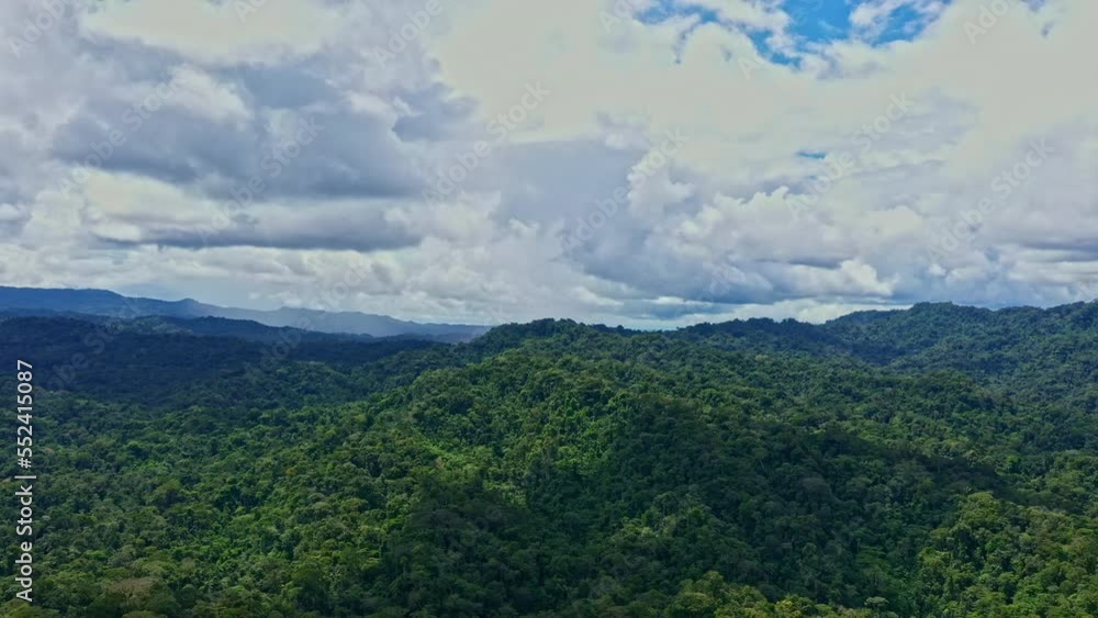Cinematic aerial background of nature: a beautiful cloudscape over the vast tree canopy of the Amazon forest in South America Cinematic aerial background of nature: a beautiful cloudscape over the vast tree canopy of the Amazon forest in South America