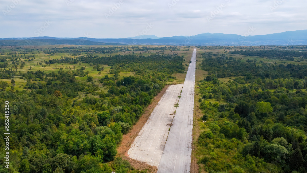 Αυτοκόλλητο aerial view of abandoned airstrips from Željava underground air base, Croatia