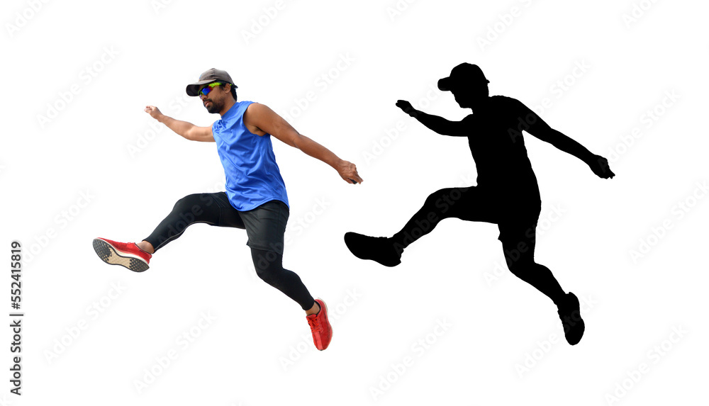 man jumping on transparent background