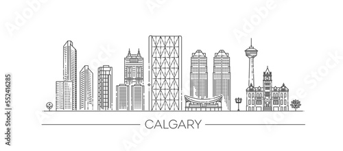 Outline Calgary. Canada City Skyline with Modern Buildings photo