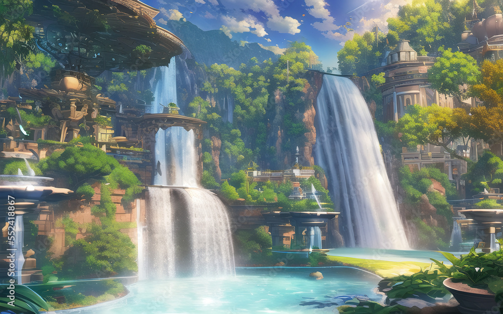 Obraz premium anime style babylon paradise ancient landscape