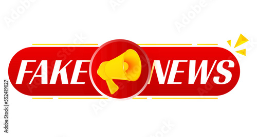 Megaphone with fake news on white background. Megaphone banner. Web design. Vector