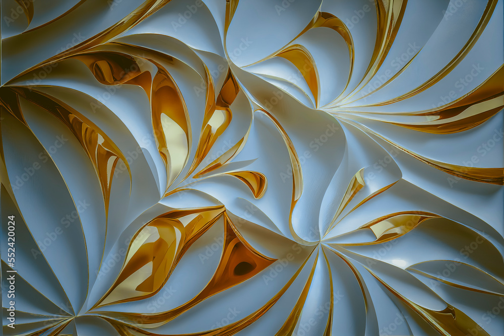 custom made wallpaper toronto digitalAbstract parametric drawings and geometries in gold with white shapes, elegance and luxury. creative decorative background