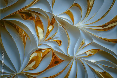 Wallpaper Mural Abstract parametric drawings and geometries in gold with white shapes, elegance and luxury. creative decorative background Torontodigital.ca