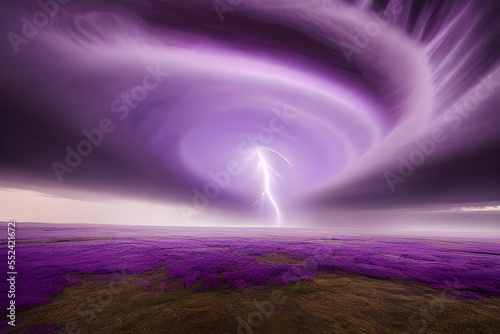 Ai Digital Illustration Purple Tornado Thunderstorm