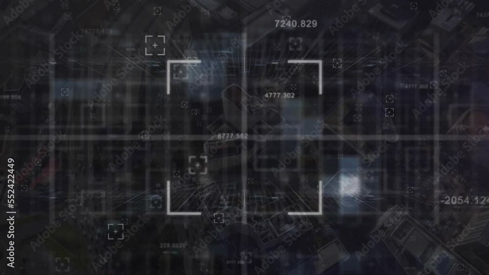 Animation of data processing over cityscape Animation of data processing over cityscape