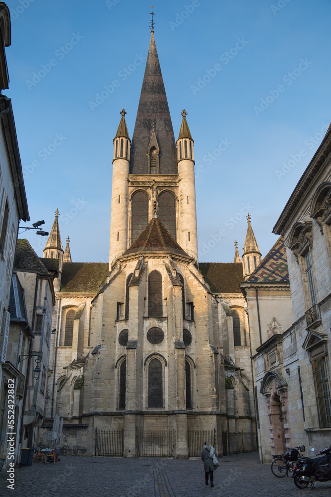 rue de Dijon classée au patrimoine mondial de l'Unesco avec vue sur l'église gothique Notre-Dame
