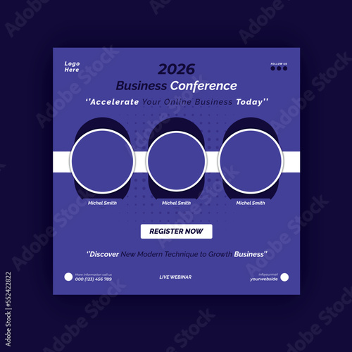Business Conference Concept Banner Post Design Template  Template photo