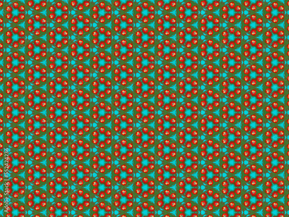 Green and red kaleidoscopic geometric abstract background