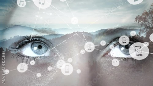 Wallpaper Mural This animation shows feminine eyes on a cityscape background Torontodigital.ca