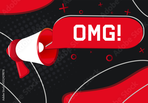 Omg. Hand Holding Megaphone With Speech Bubble