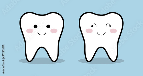 Teeth. Mouth hygiene. Dental happy vector characters. Illustration dental hygiene