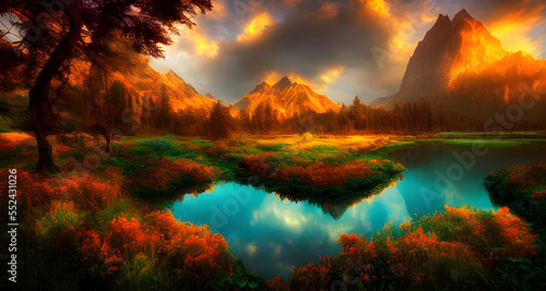 Ai Digital Illustration Beautiful Realistic Mystical Landscape