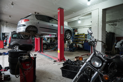 auto repair shop inside. the working process