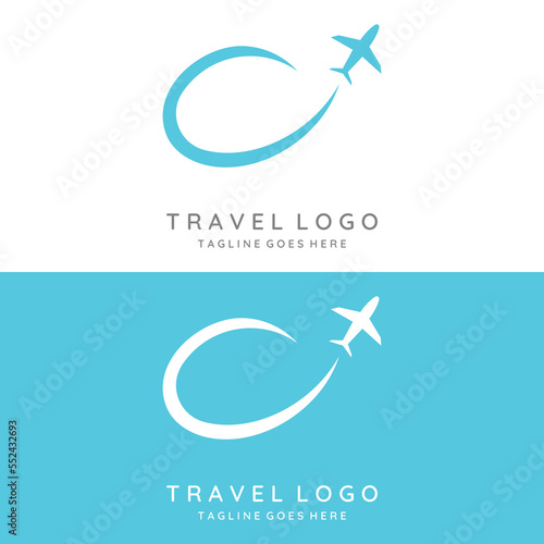 Airline ticket agency logo template design,vacation,traveling in summer isolated on background.logo for business,brand,agency and travel.