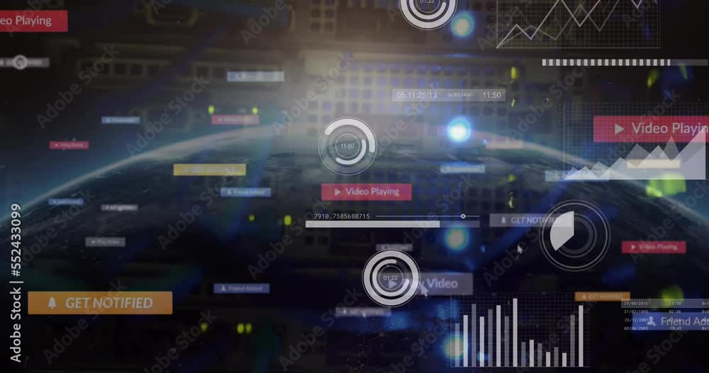 Animation of data processing over globe Animation of data processing over globe