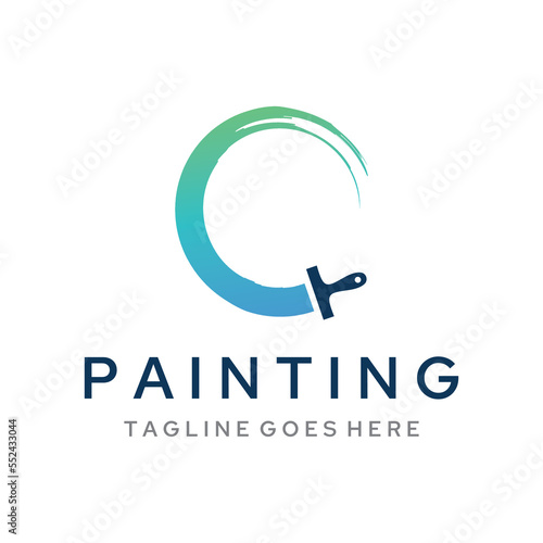 Abstract paint brush and house paint logo template creative design.With brush sign and modern brush strokes in colorful colors.Logo for business,paint company and paint shop.